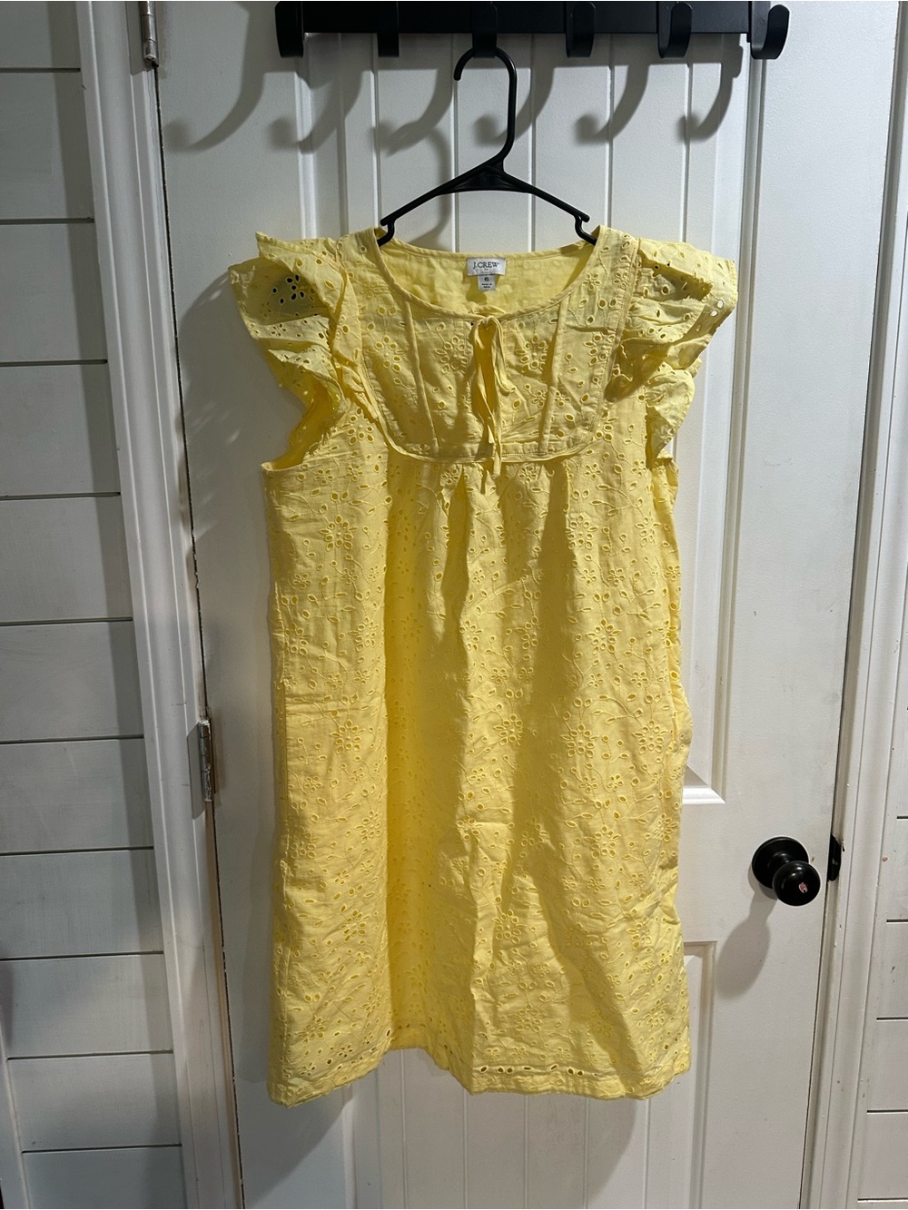 J. Crew Yellow Eyelet Flutter Sleeve Mini Dress